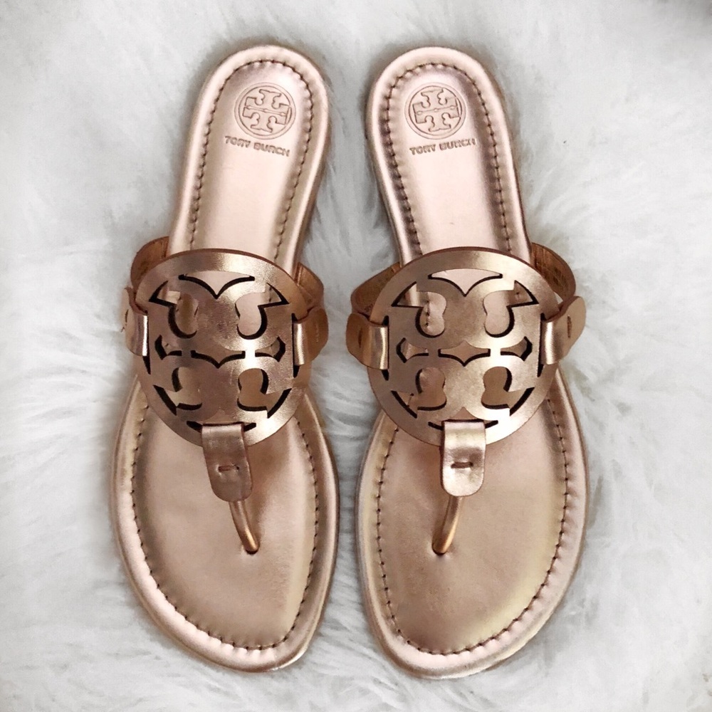 Tory Burch Miller Metallic Rose Gold Sandals 9